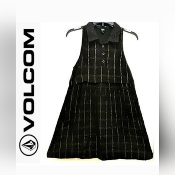 VOLCOM Black/gold thread Text Me Dress Size S - Picture 3 of 10